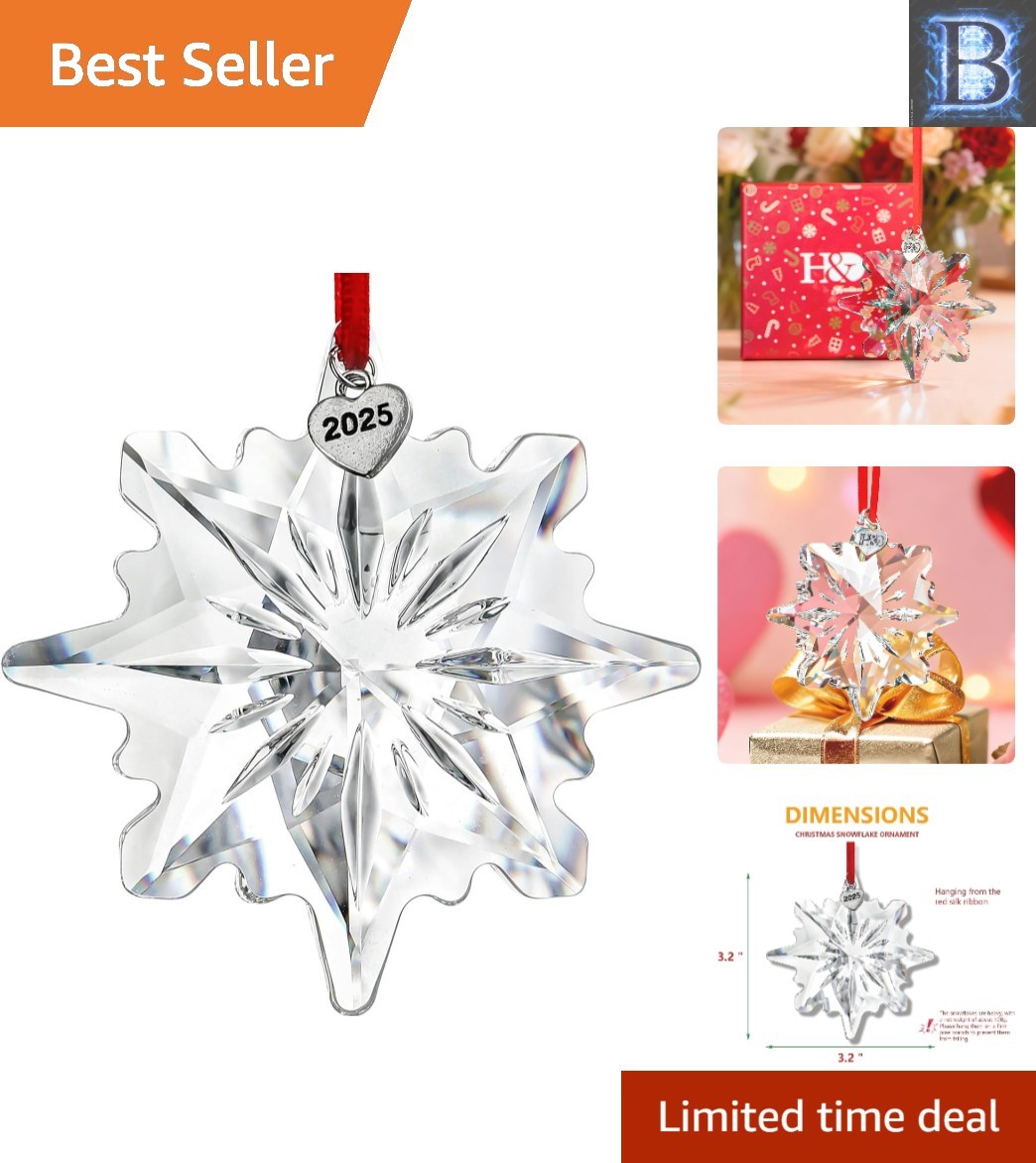 Crystal Snowflake Sun Catcher Christmas Ornament with Gift Box – 2025 Edition