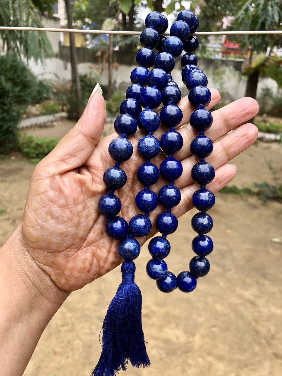14 mm Rnd 54+1 Beads 36″ Original Lapis Lazuli Jaap Rosary, Japa Mala Energized