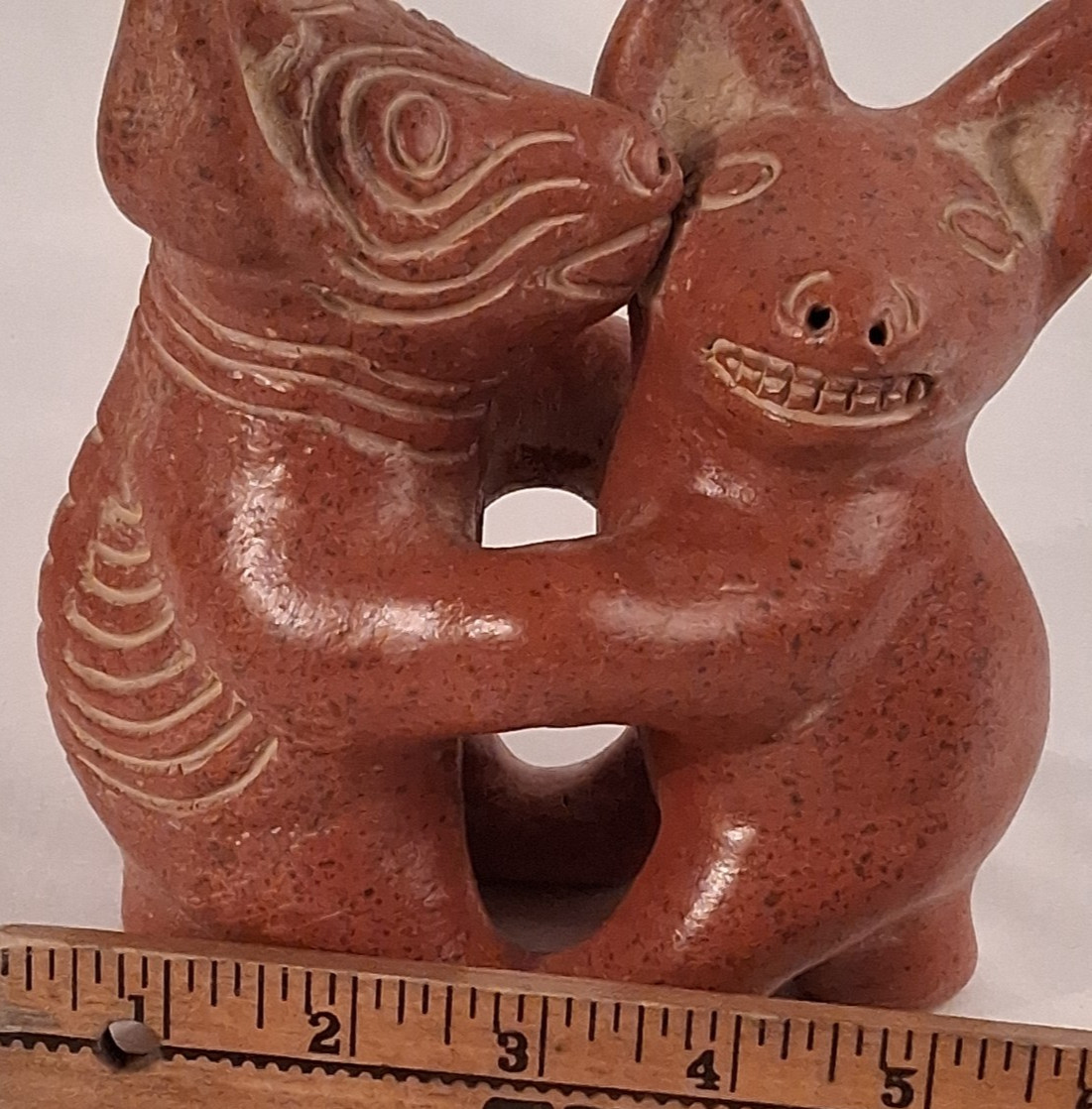 Colima Dancing Dogs Mexican Pottery Folk Art 6″ Vintage Terracotta