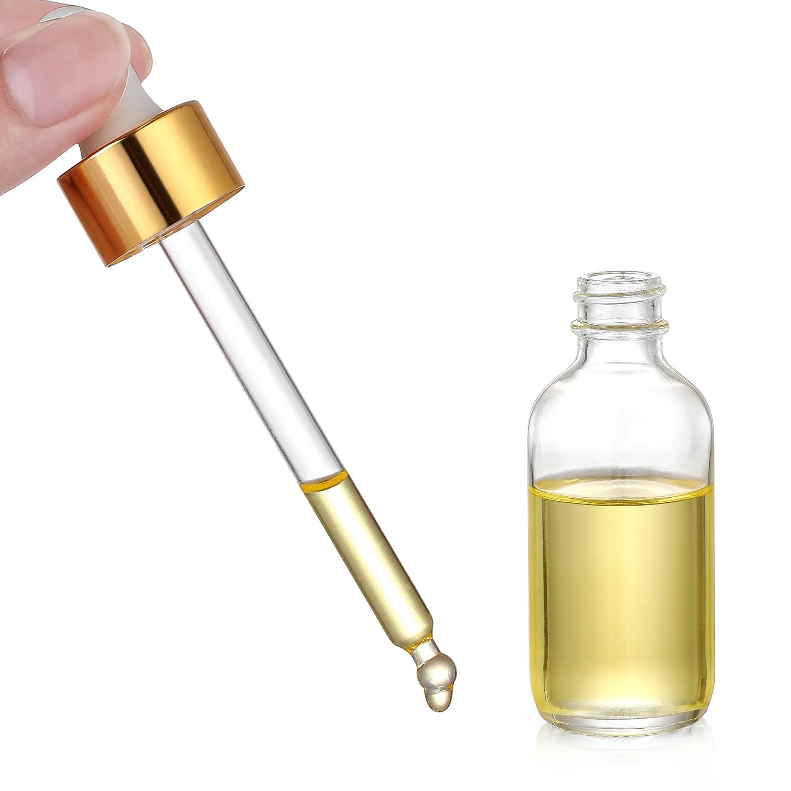 AOZITA Set of 4, 2 oz Golden Cap Clear 1.45 inches x 4.6 inches,