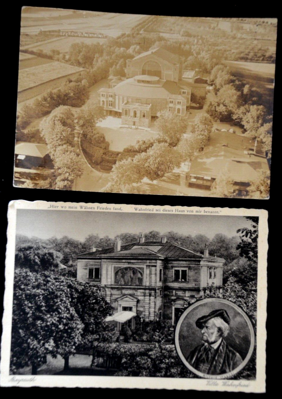 64039 2 postcards here where my imagination found peace Villa Wahnfried Bayreuth 193