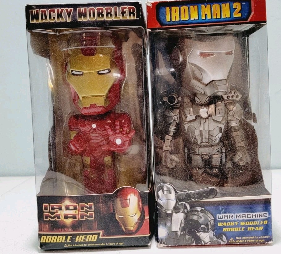Funko Red Iron Man Wacky Wobbler Lot Of 2 Bobble Head Pop Culture 2008 Marvel