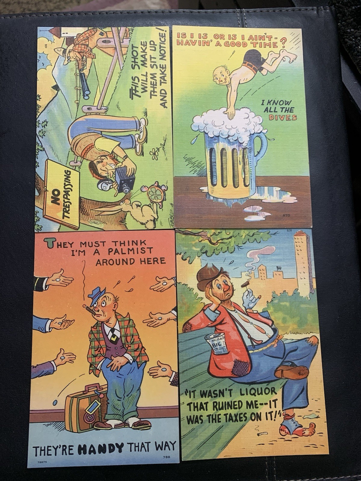 Men Comic Satire Colourpicture Postcard Vintage Man Comedy Hobo on Park Bench