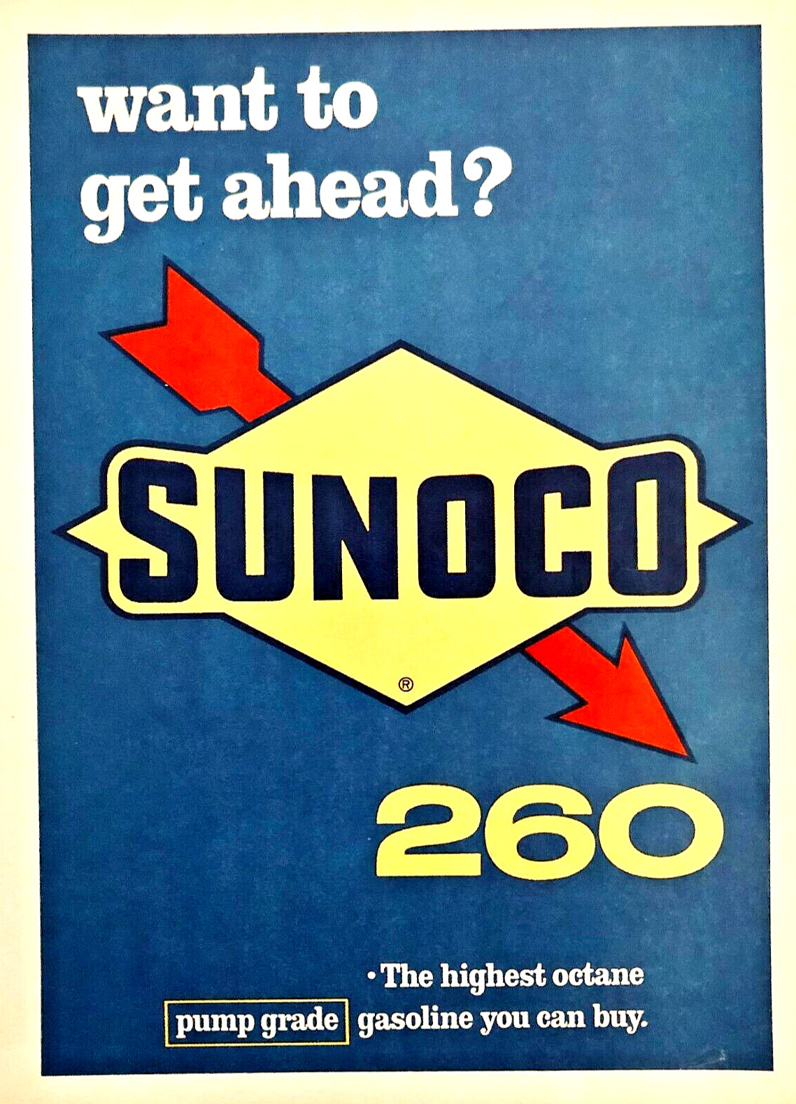 SUNOCO 260 HIGH OCTANE GASOLINE—GAS PETROLEUM PETROL—ORIGINAL 1966 PRINT AD