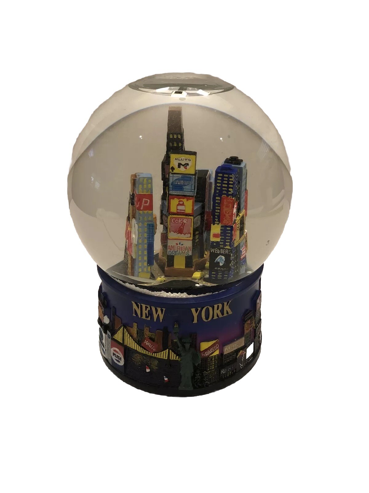 New York City Musical Colorful Snow Globe 6” tall with Music Box GUC !