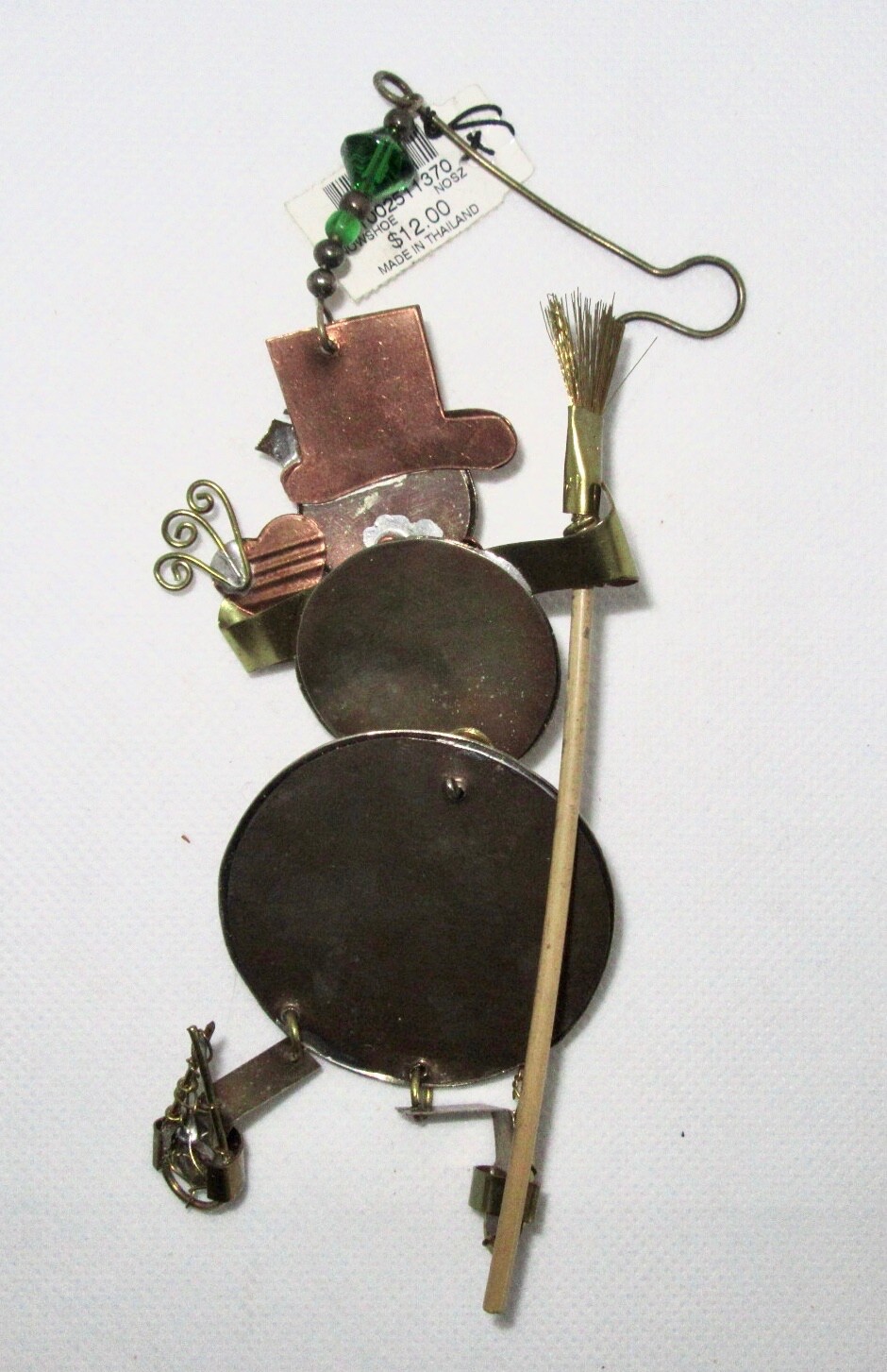 Large 5″ Mixed Metals Hanging Snowman w Sandals Ornament – Orig. Tag