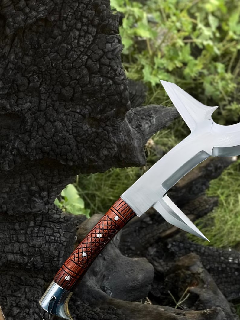 Handforged Hunga Munga African Mambele Knife 1095 Carbon Steel Blade with Sheath