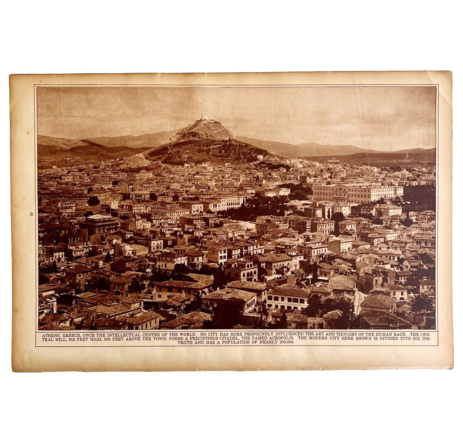 Athens Greece City View Acropolis Citadel 1920s European City GrnBin1