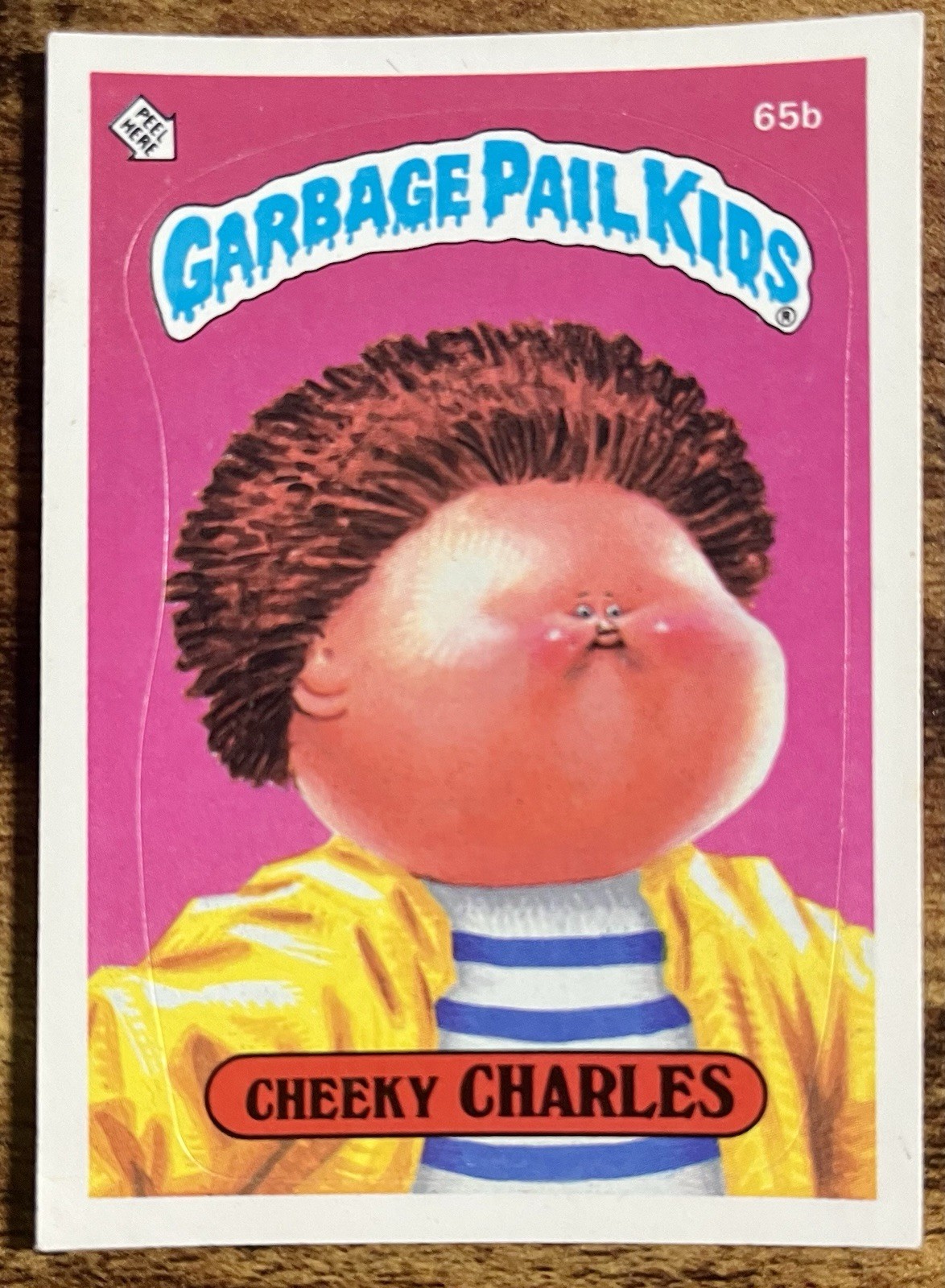 Garbage Pail Kids Topps, 1985 Series 2 Cheeky Charles #65b, GPK Trading Card