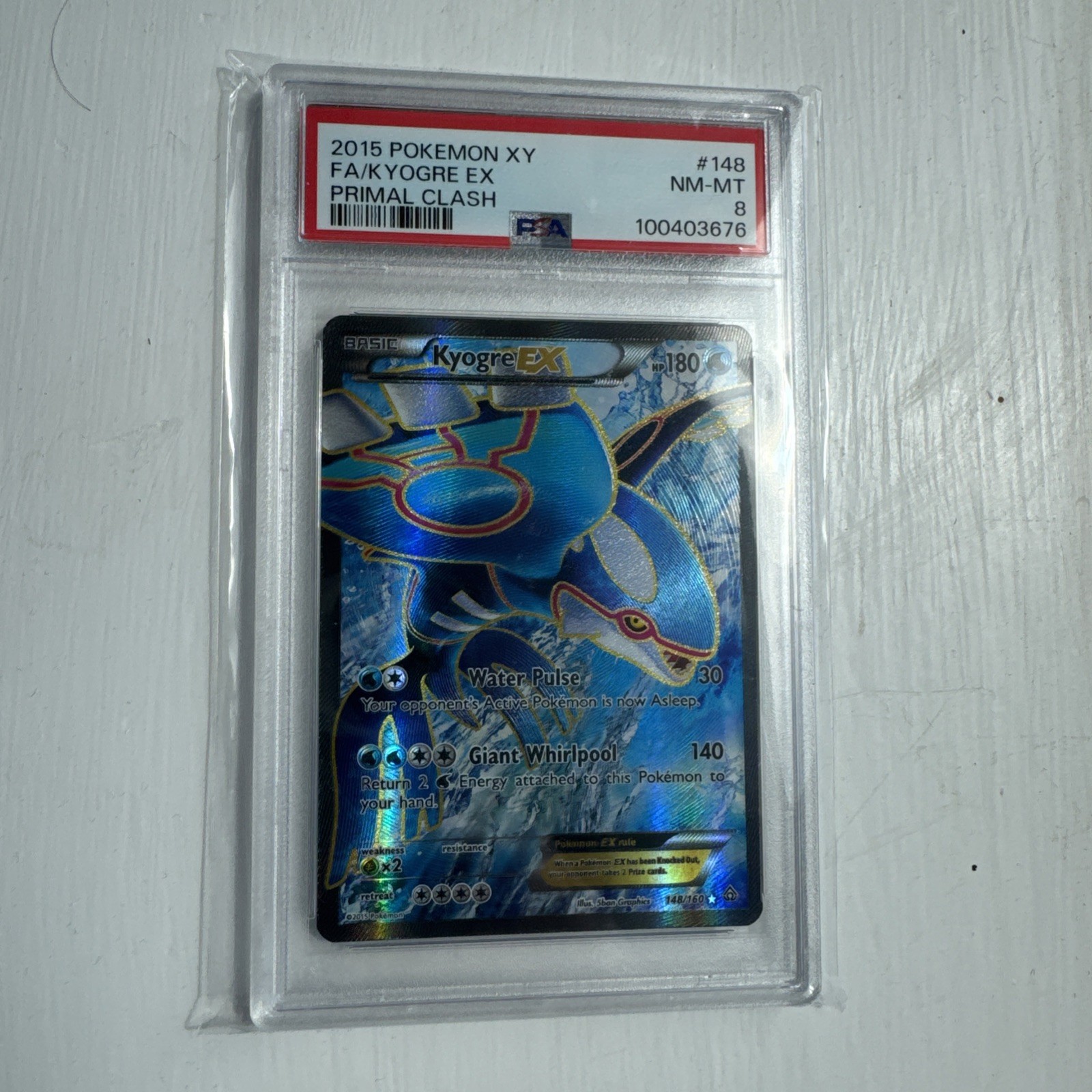 2015 😺 PSA 8 FA / Kyogre EX Pokemon XY Primal Clash #148