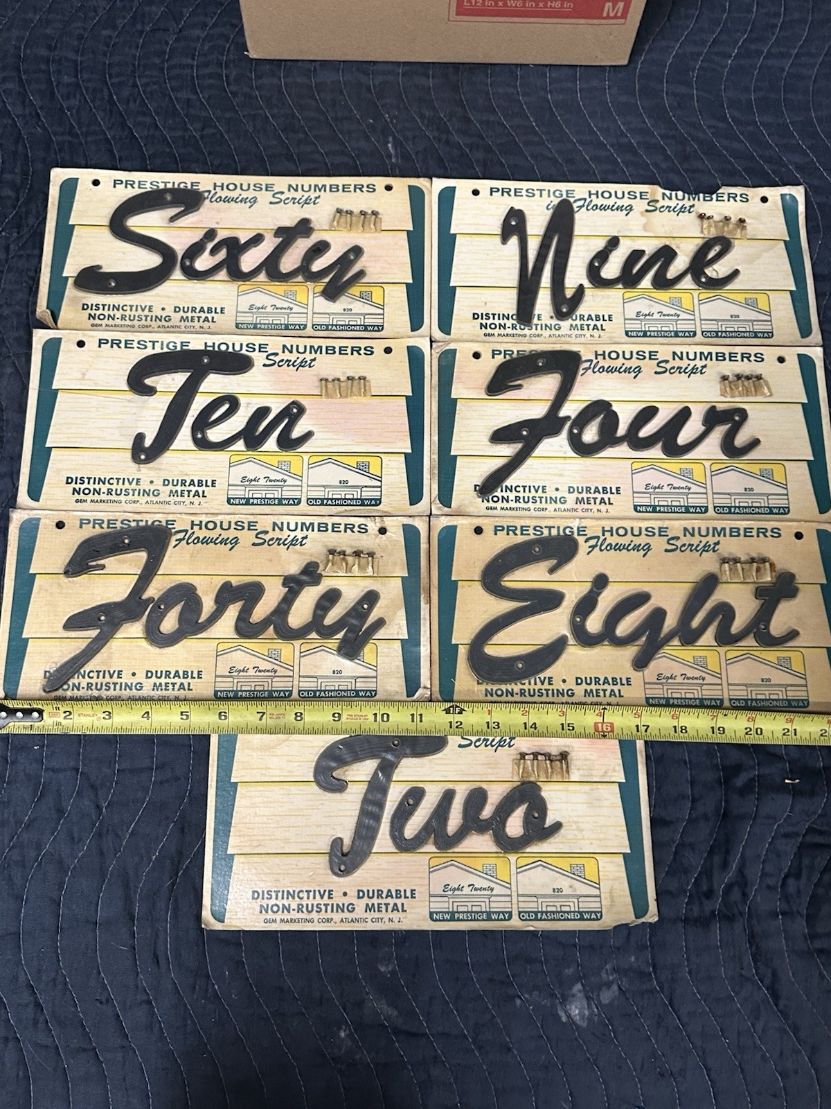 NOS Metal Mid Century Modern MCM Flowing Script Style House Address Numbers Lot