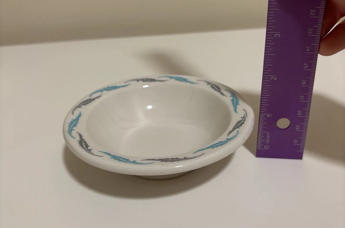 Homer Laughlin Best China Restaurantware Turquoise Gray Oak Leaf Ice Cream Bowls