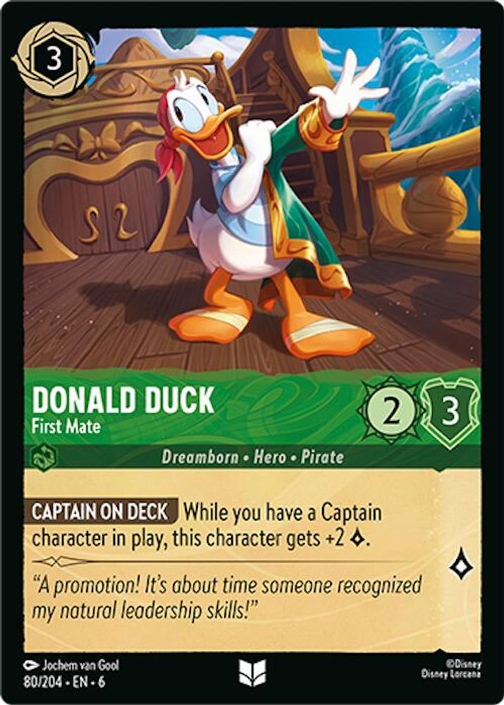 Donald Duck – First Mate 80/204 Uncommon Azurite Sea Lorcana Near Mint