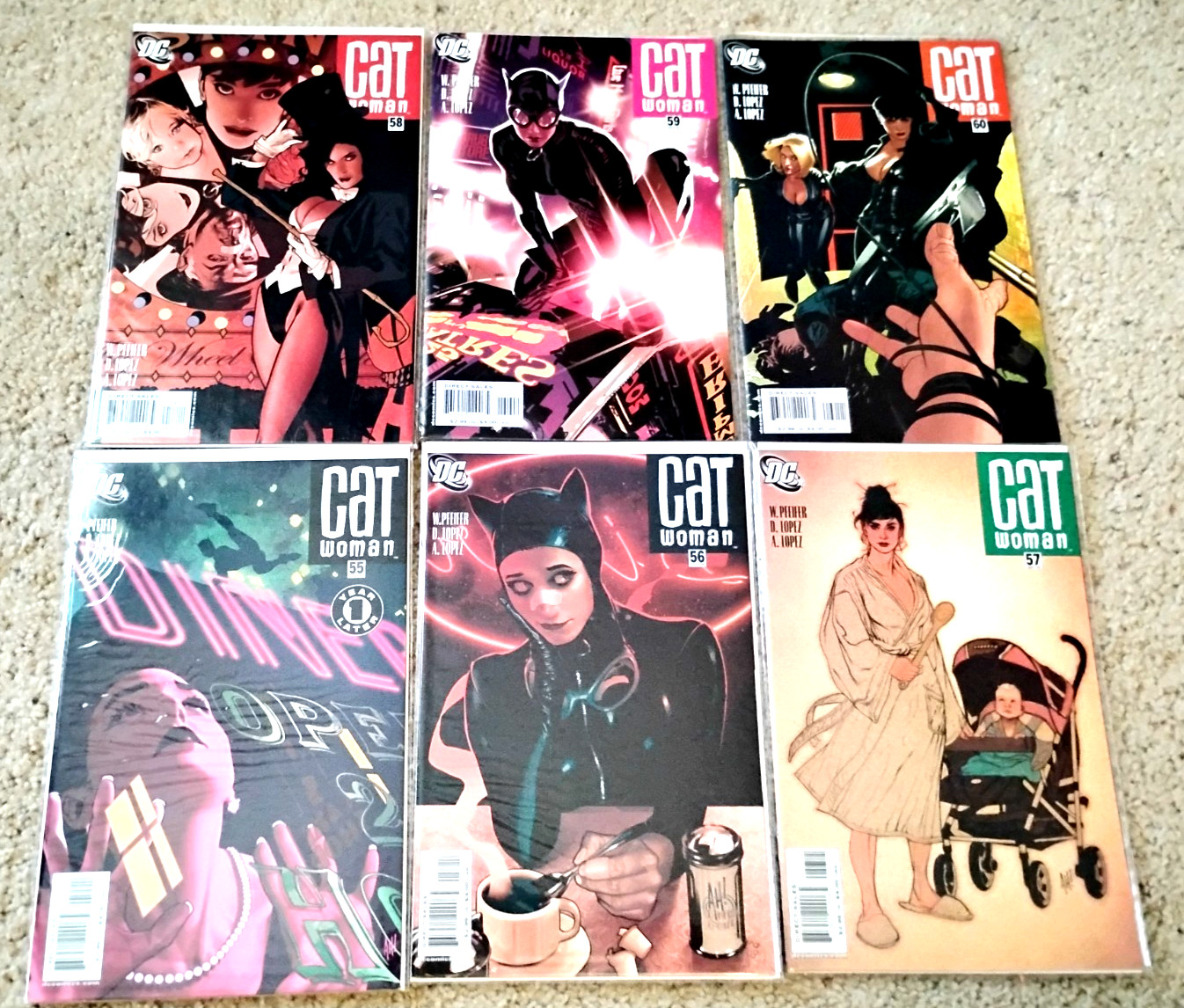 CATWOMAN #55,56,57,58,59,60 NM lot/run 2006 DC Comics – Adam Hughes covers