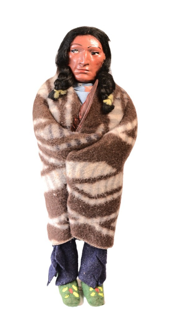 Skookum Doll Mid 20th Century 11.5″ H x 2.5″ L x 4.25″ W Hand Crafted Doll