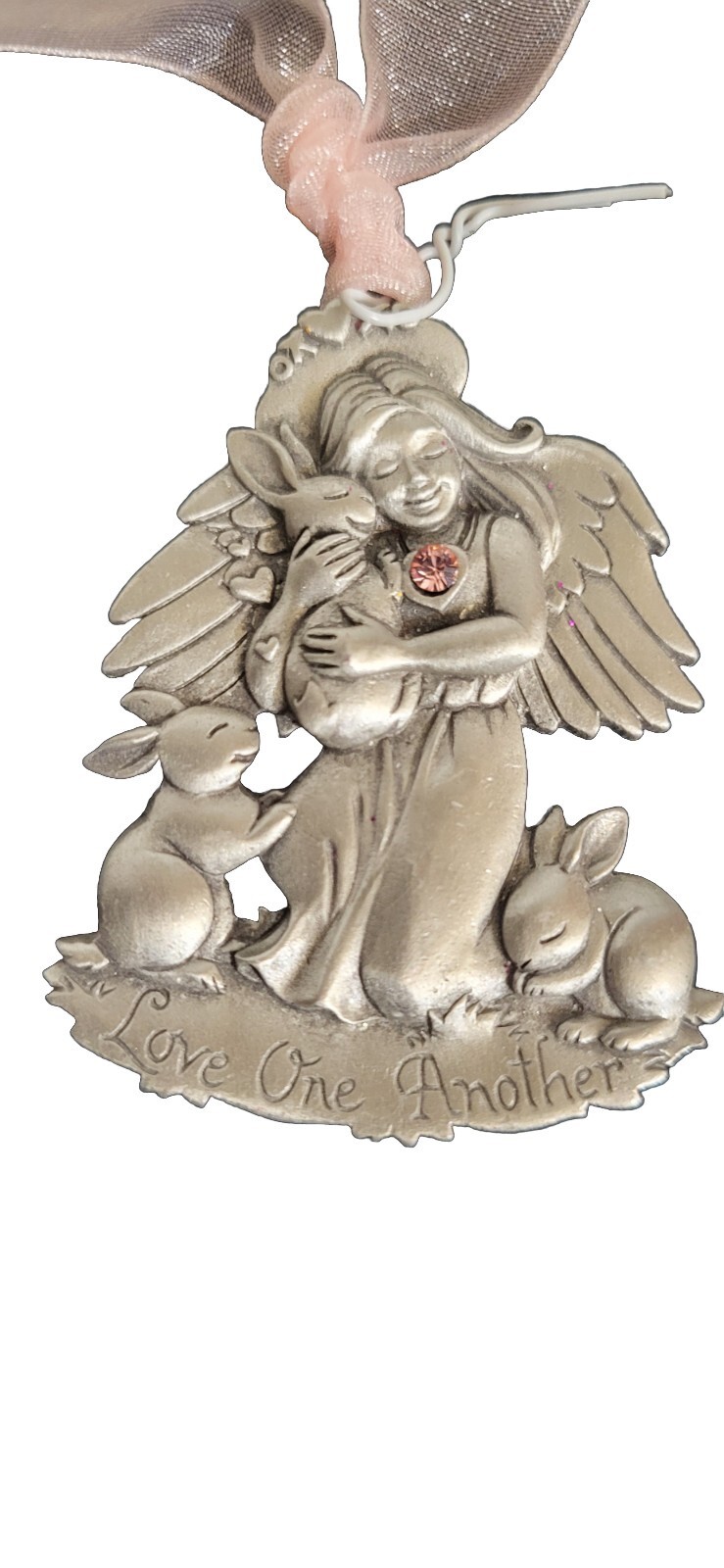 Gloria Duchin Angel With Rabbits Christmas Ornament “Love One Another”