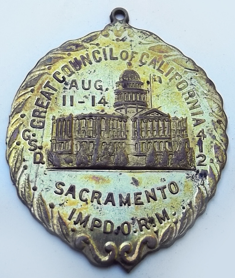 (~1890s-1910s) Medal – Great Council of California, Sacramento – Token, IORM