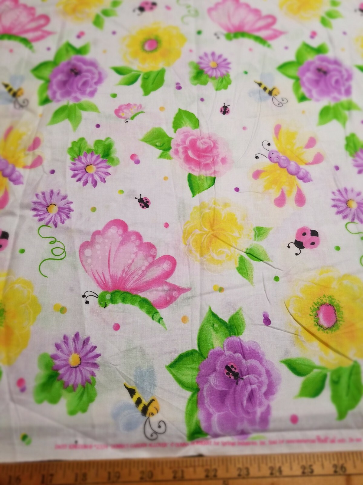 VTG Daisy Kingdom Donna’s Garden Allover Fabric Flower Butterfly BY HALF YARD