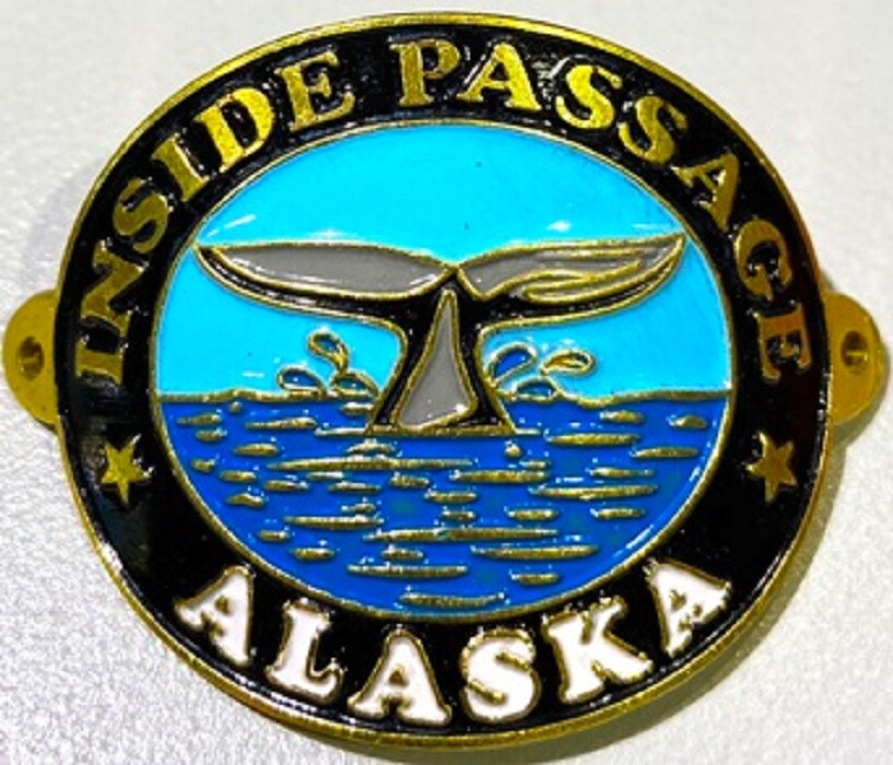 Alaska Hiking / Walking stick medallion w/ mount tacks INSIDE PASSAGE Whale Tail