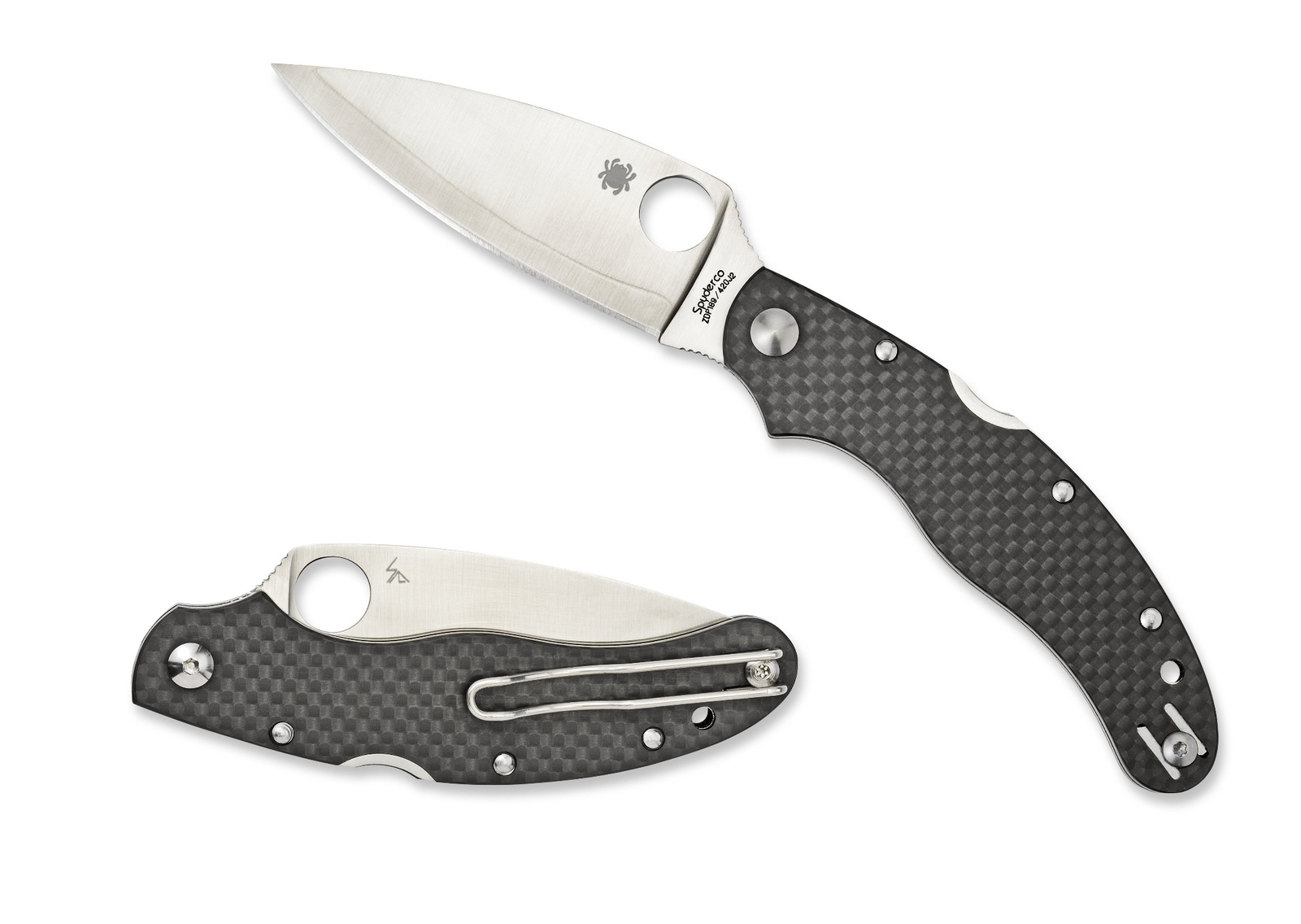 Spyderco Caly 3.5 Knife C144CFPE ZDP-189 / 420J2 Steel Blade Black Carbon Fiber