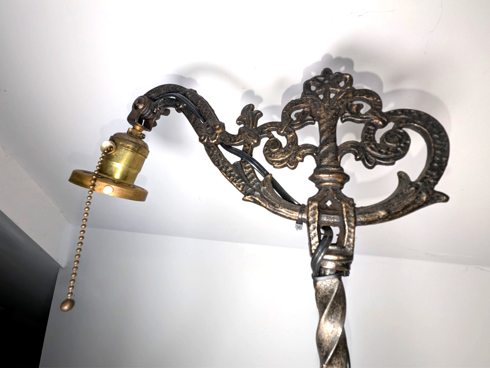 Antique Victorian Bridge Arm Floor Lamp THE SHADE NOT INCLUDED READ