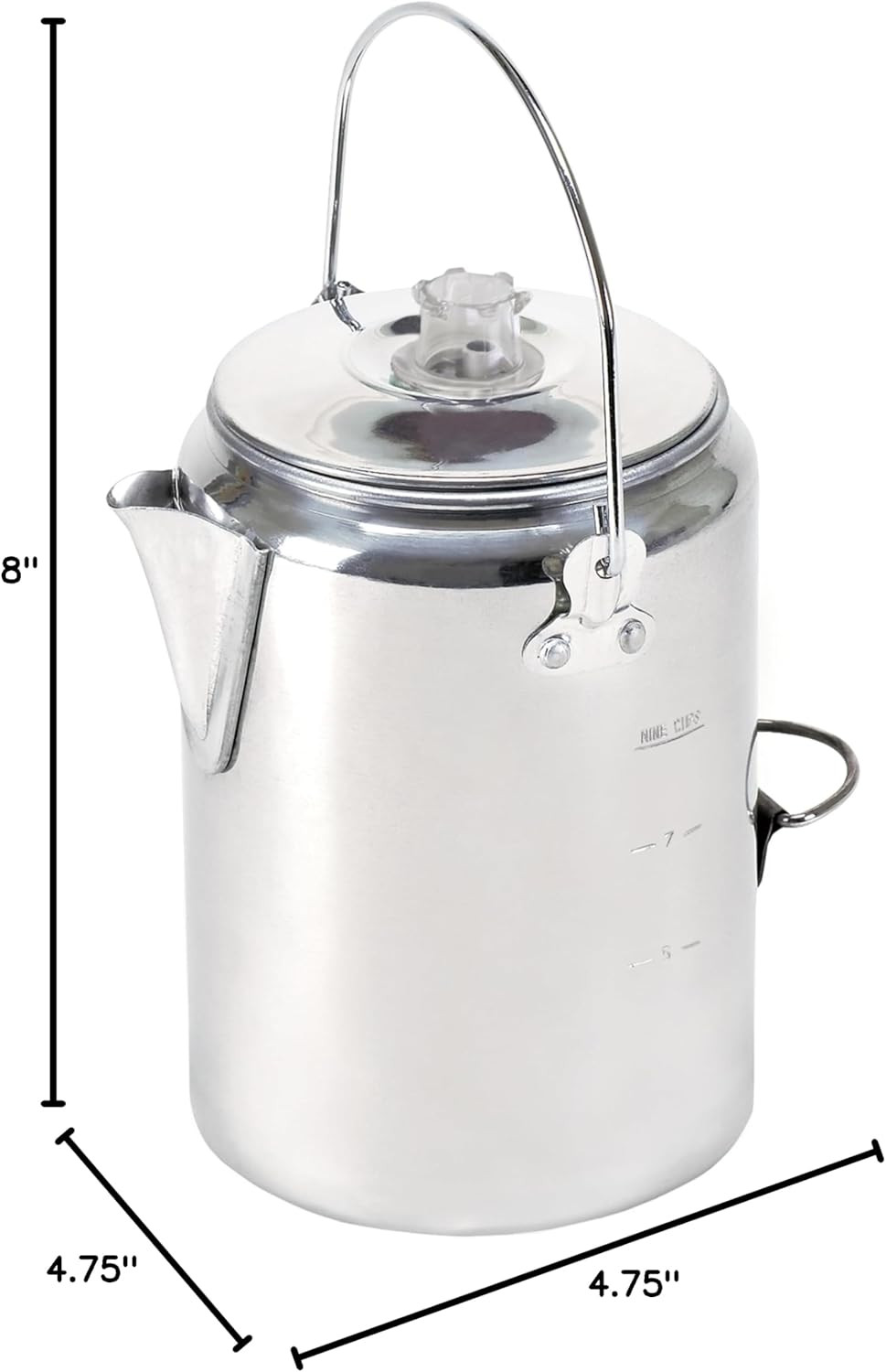 Aluminum Percolator Coffee Pot with Wire Handle, 8-Cup Capacity