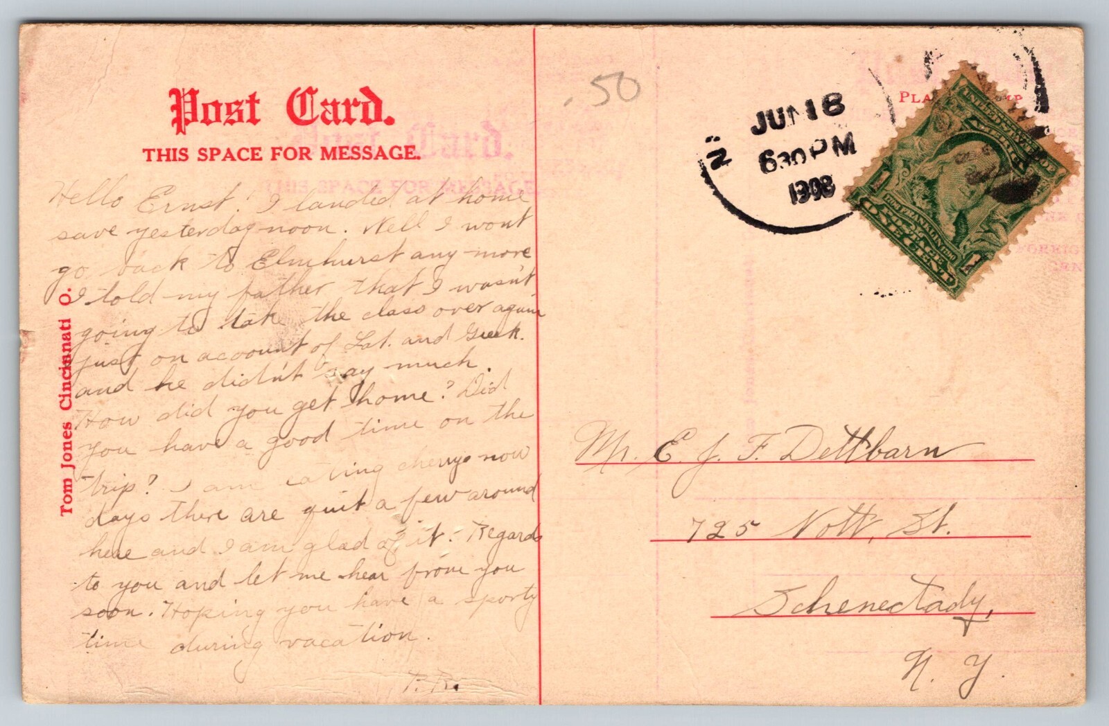 Vintage Postcard IL Chicago Post Office Street View Horses Carriages c1908 -2077