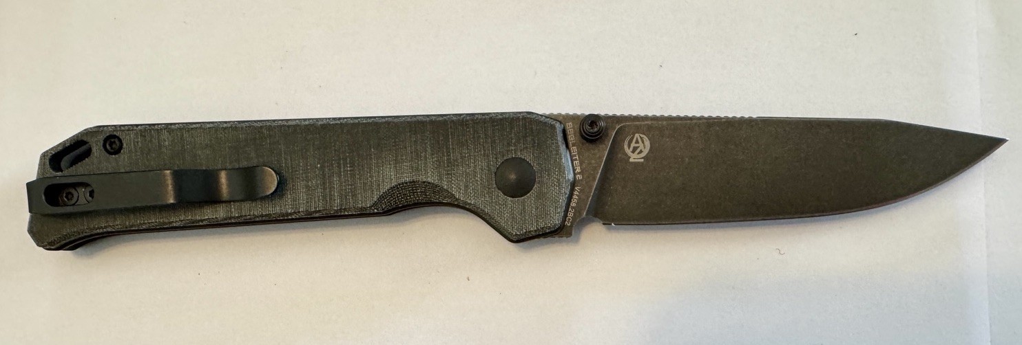 Kizer Azo Vanguard Begleiter 2 Button Black Micarta 3.5″ Stonewash Black 154CM