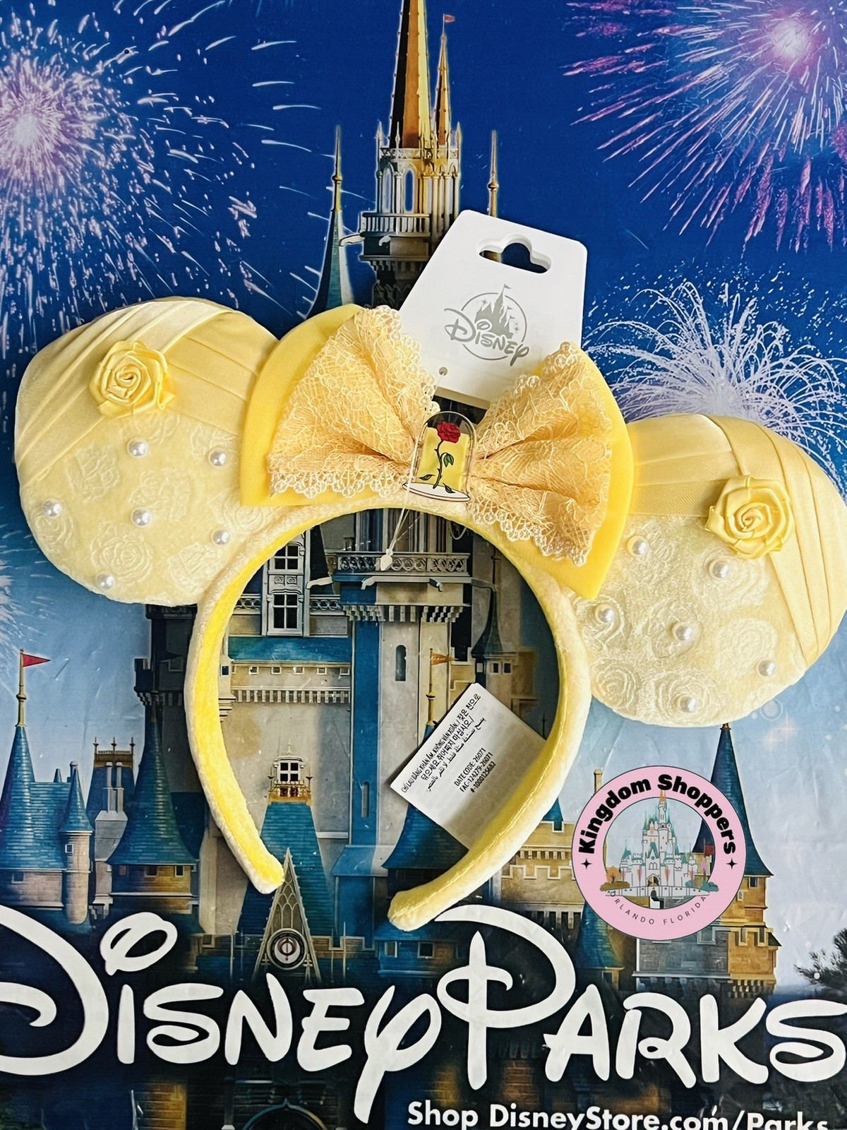 2026 Disney Parks Beauty & The Beast Belle Rose Yellow Minnie Ears Headband New