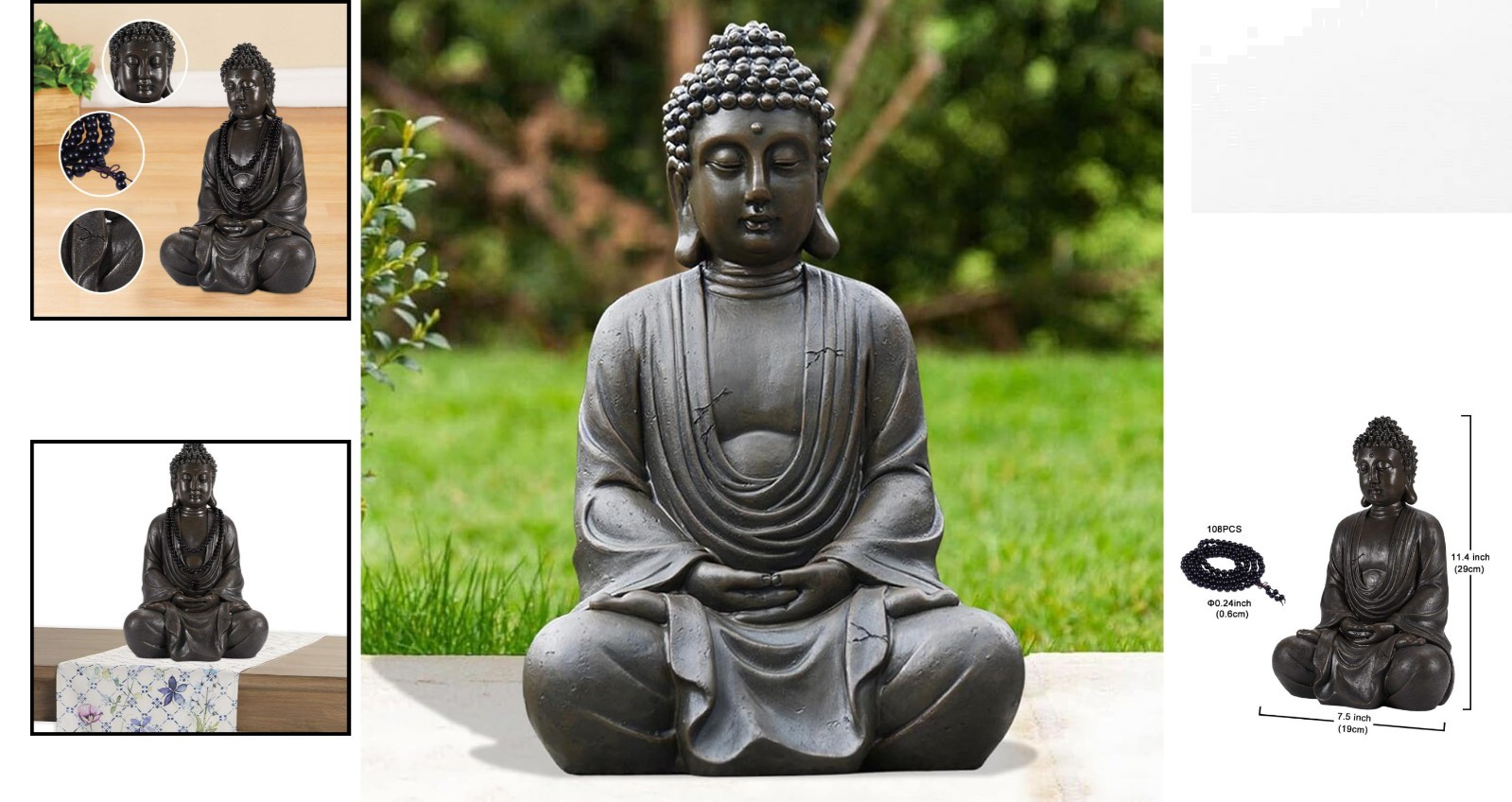 11.4 Inch Waterproof Buddha Statue – Perfect for Gardens, Porches & Decks