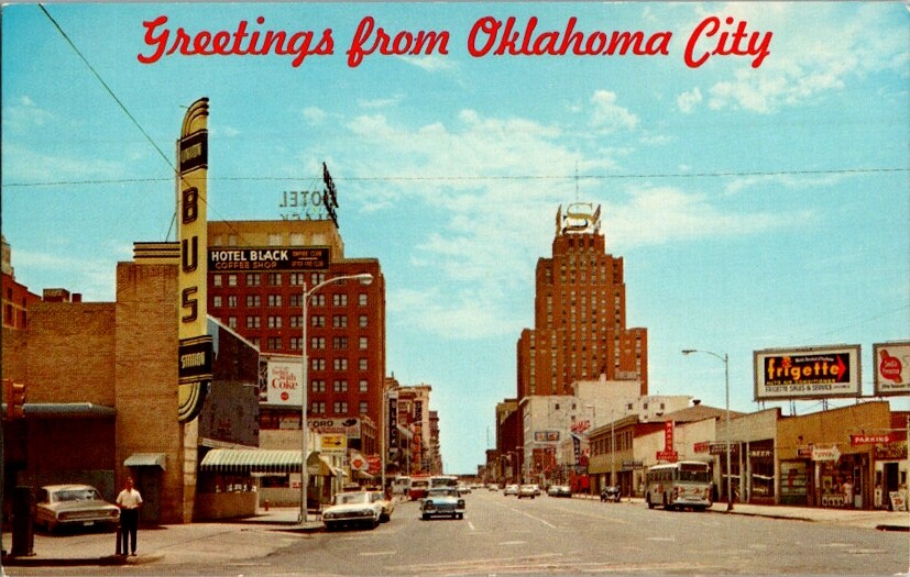 Vintage Postcard Sheridan Ave. Downtown Oklahoma City OK Oklahoma 1960’s J-014