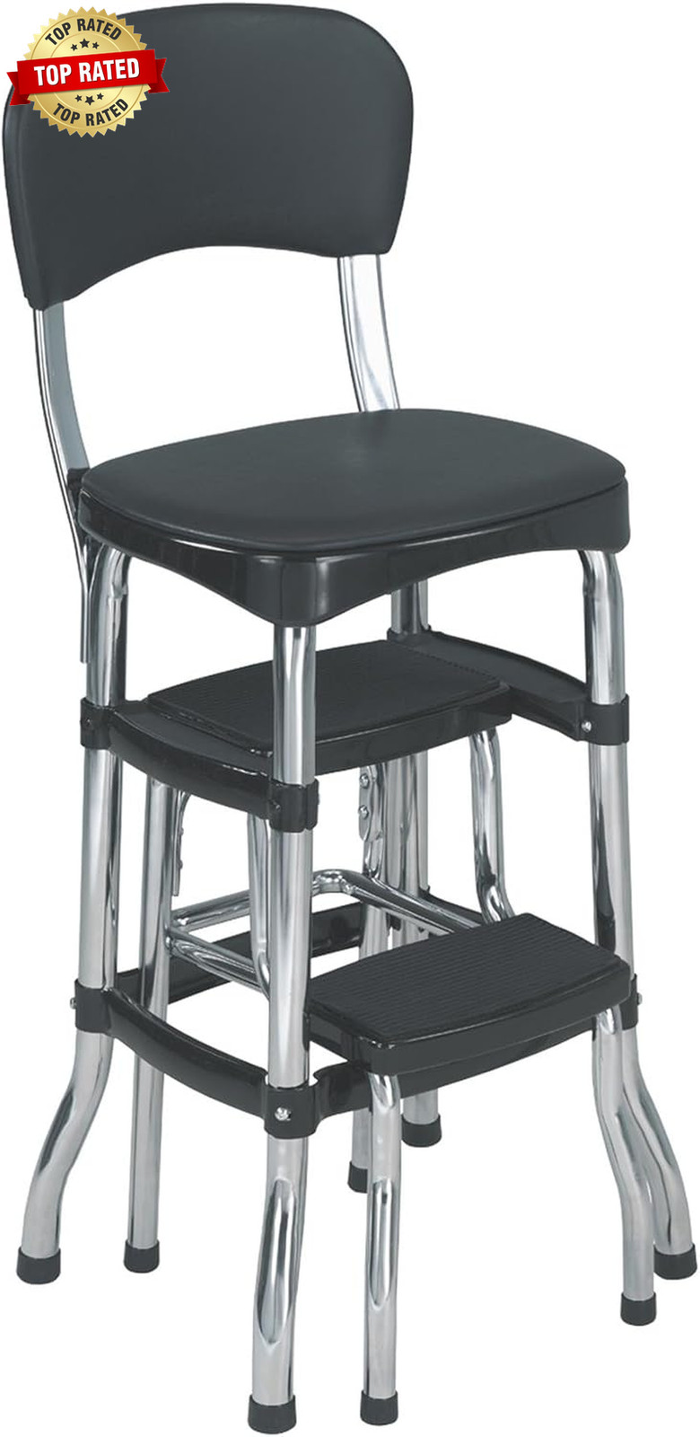 Retro Plastic & Vinyl Upholstered Stylair Retro Counter Height Chair with Step S