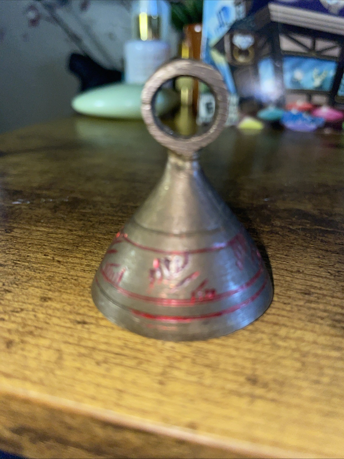 Vintage Brass Round Bell India Etched