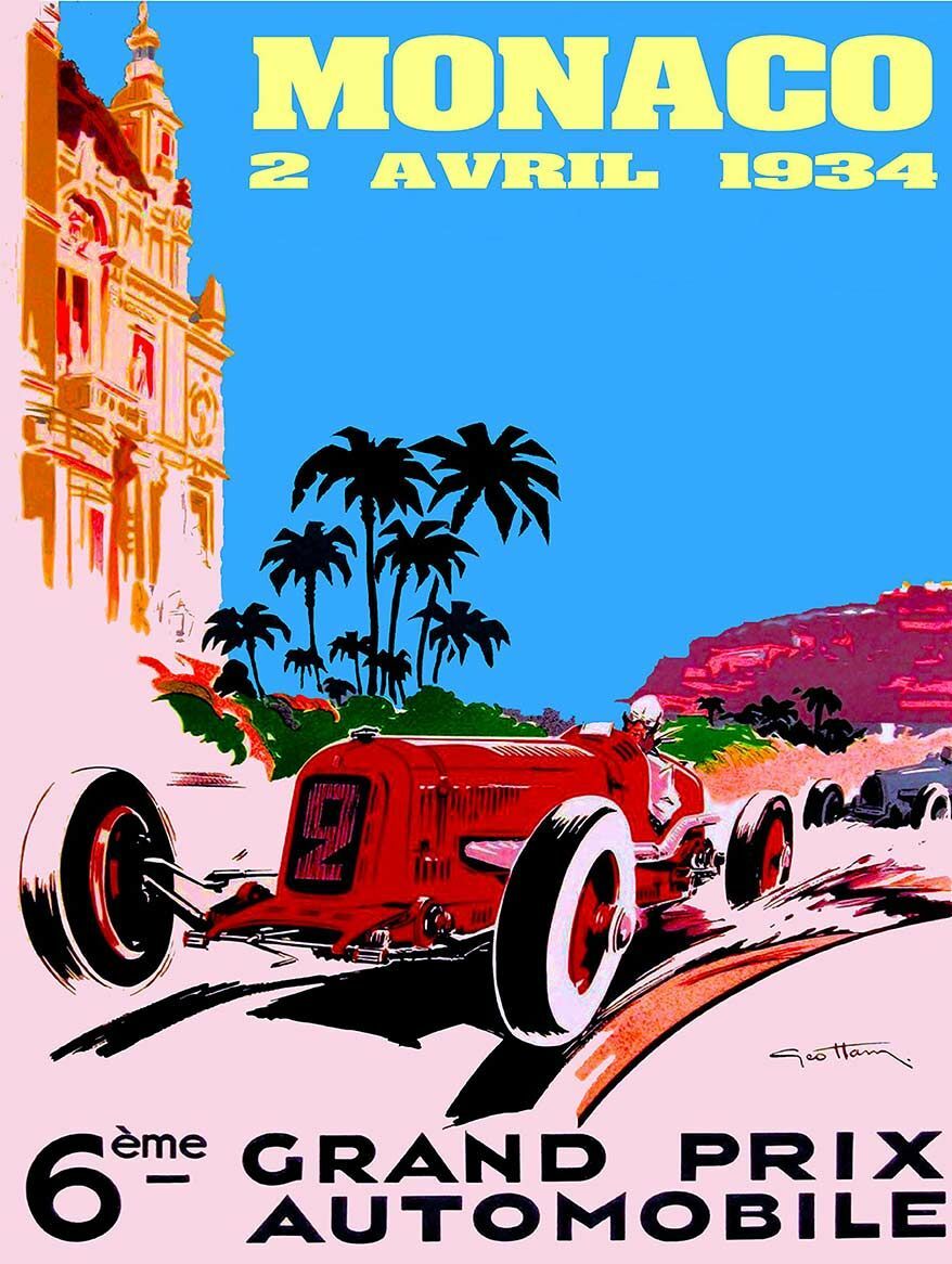 MONACO 1934 AUTOMOBILE RACE EUROPE RACING 24″ HEAVY DUTY USA MADE METAL ADV SIGN