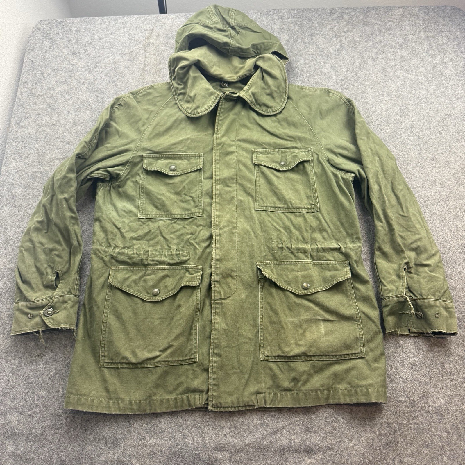 Vintage USAF MIL-J-4883B Field Jacket Medium Long Conmar Zipper Hood OG 107 60s