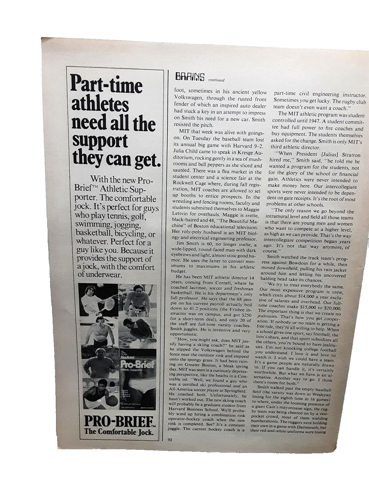 1975 Pro Brief Athletic Supporter Original Vintage Print Ad 70s