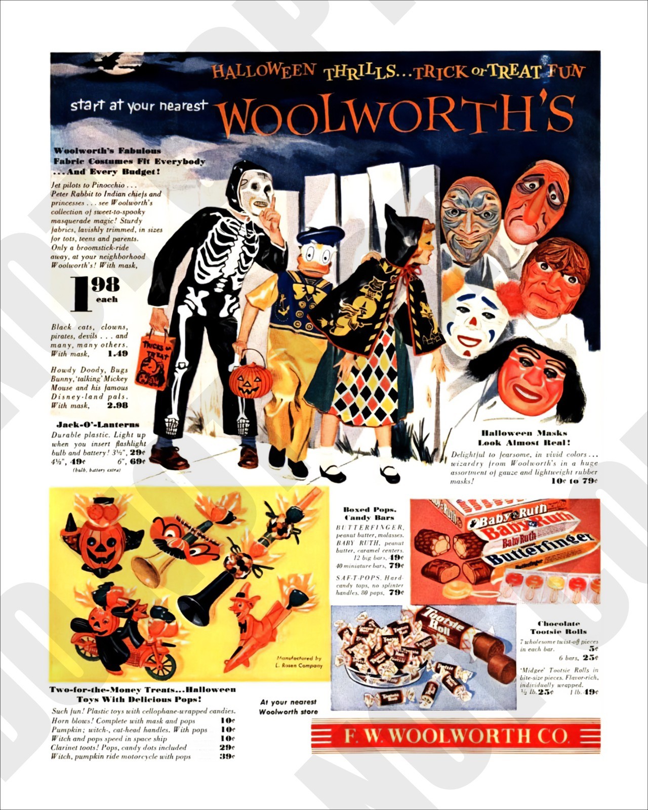 1954 Woolworth’s Halloween Magazine Advertisement Promo Ad Repro 8×10 Photo