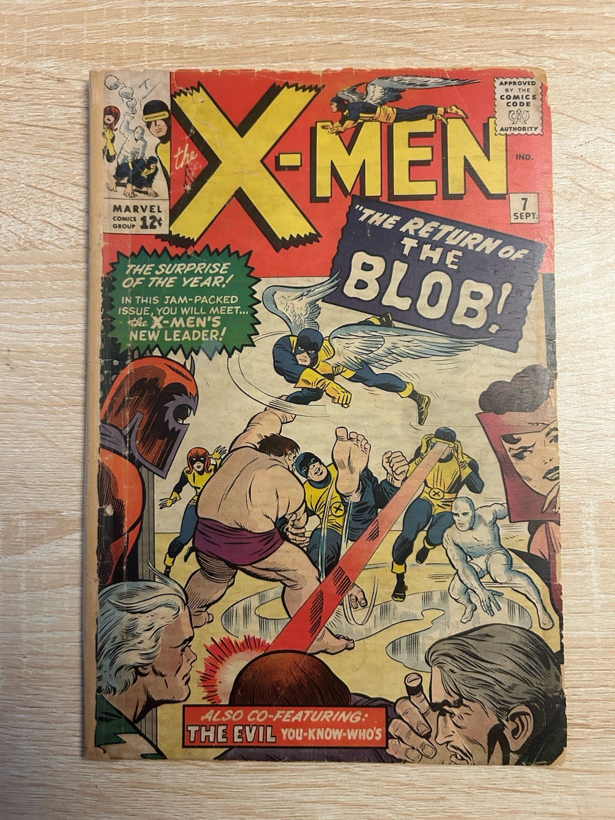 X-Men #7 Marvel Comics 1964 Return of the Blob! Fair 1.0 cover split and taped