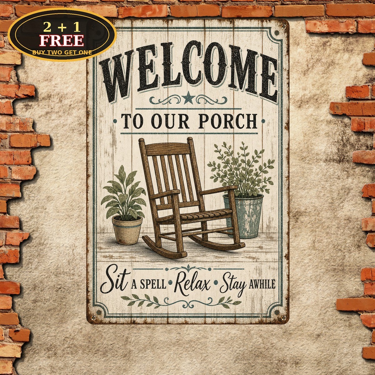 Welcome To Our Porch Backyard Relaxation Zone Vintage Metal Plaque Sign