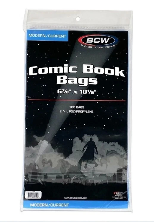 200 BCW Current / Modern Comic Book Bags Sleeves + Acid Free Back Boards New