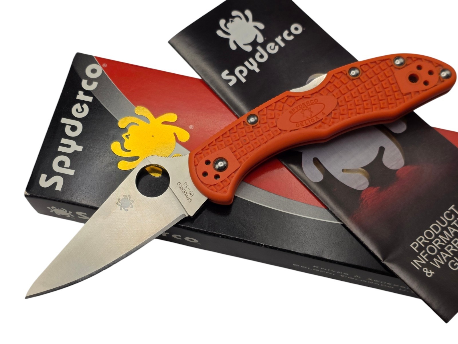 Spyderco Delica 4 Flat Ground Orange Seki City Folding Pocket EDC Knife C11FPOR