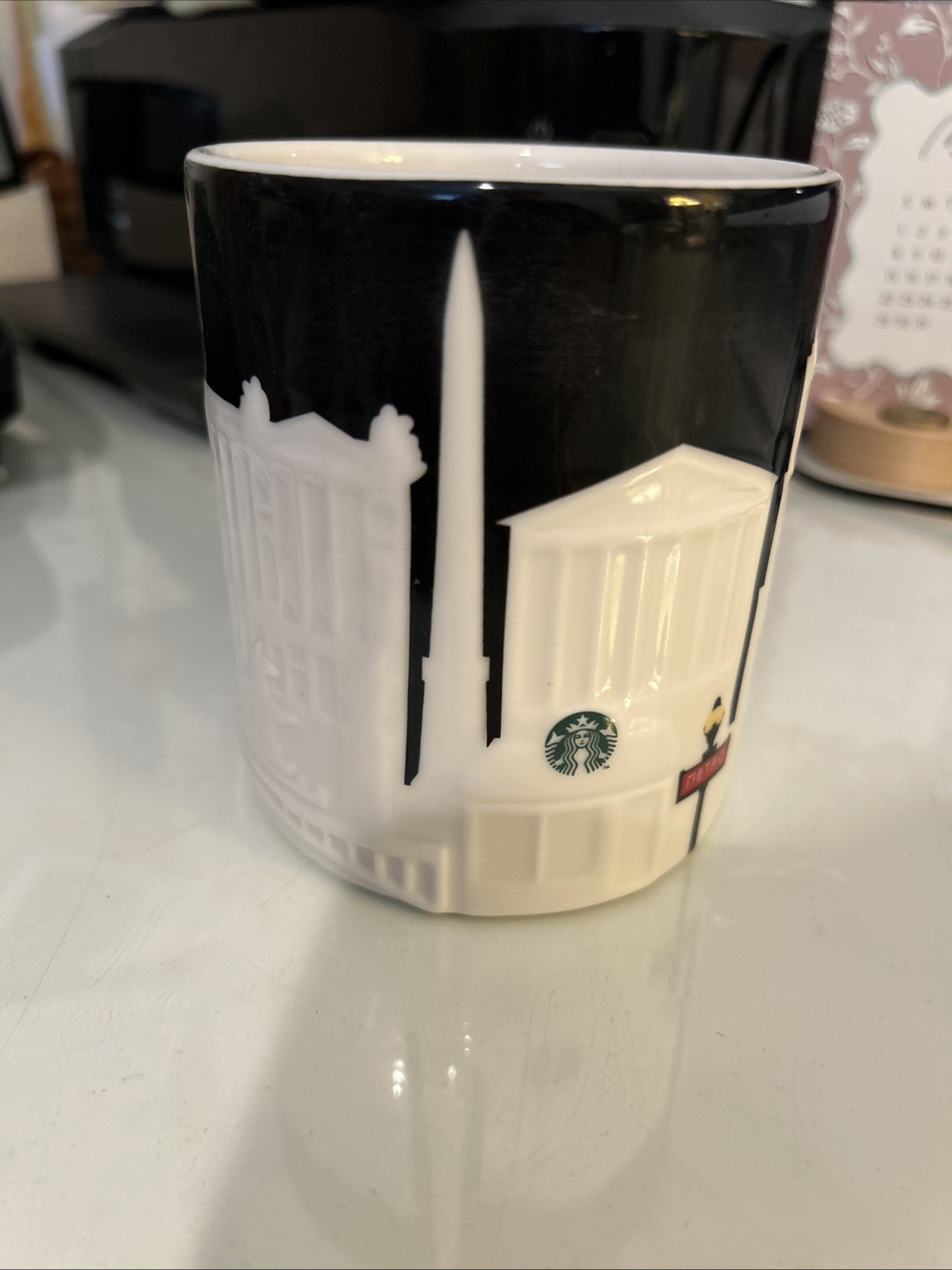 Starbucks Paris 3D Relief Series Skyline 16oz Ceramic Coffee Mug Cup Black/White