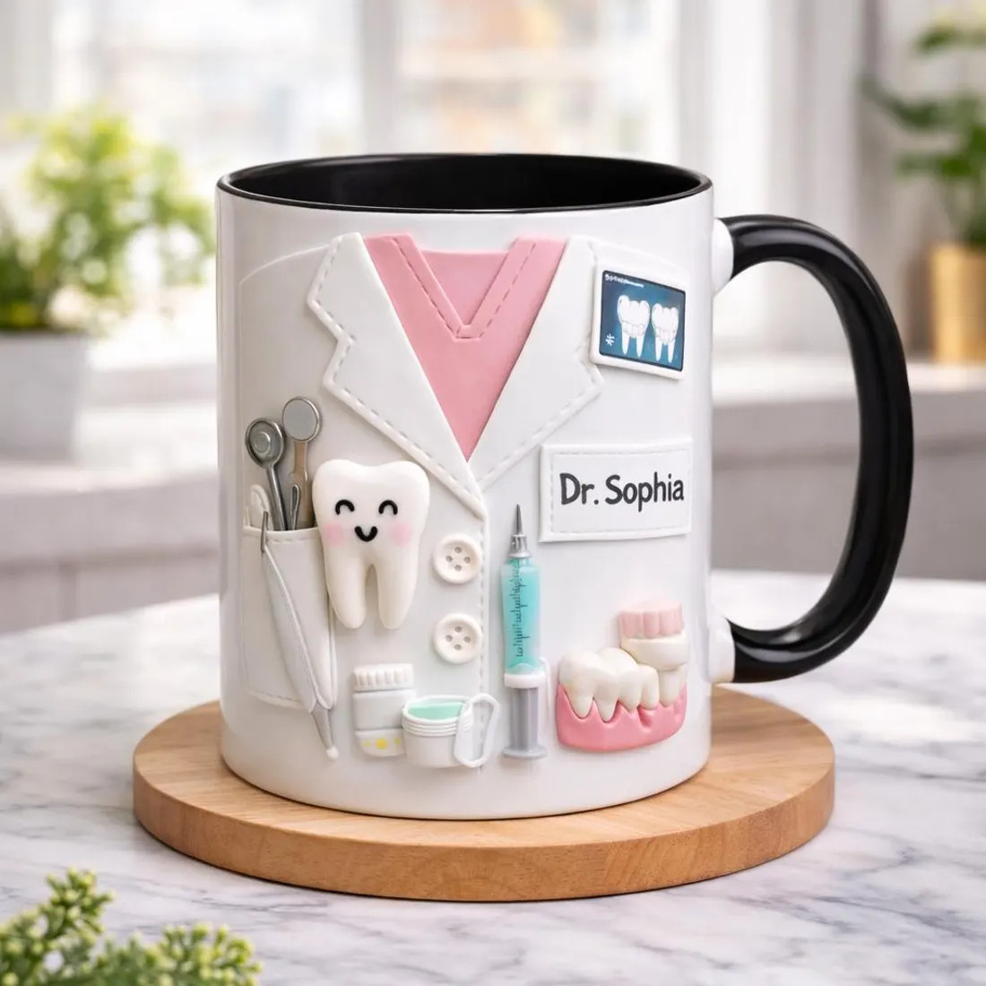 Personalized Dentist Mug, Cute Dental Doctor Gift, Custom Name Dental
