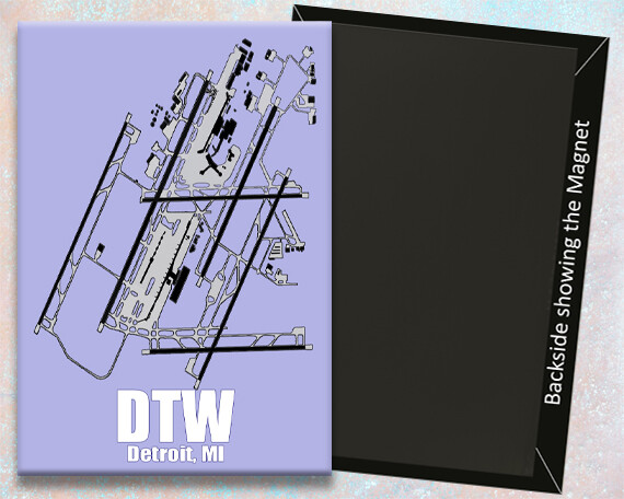 DTW Detroit Airport Diagram Map Handmade 3.25″ x 2.25″ Fridge Magnet (MM10006)