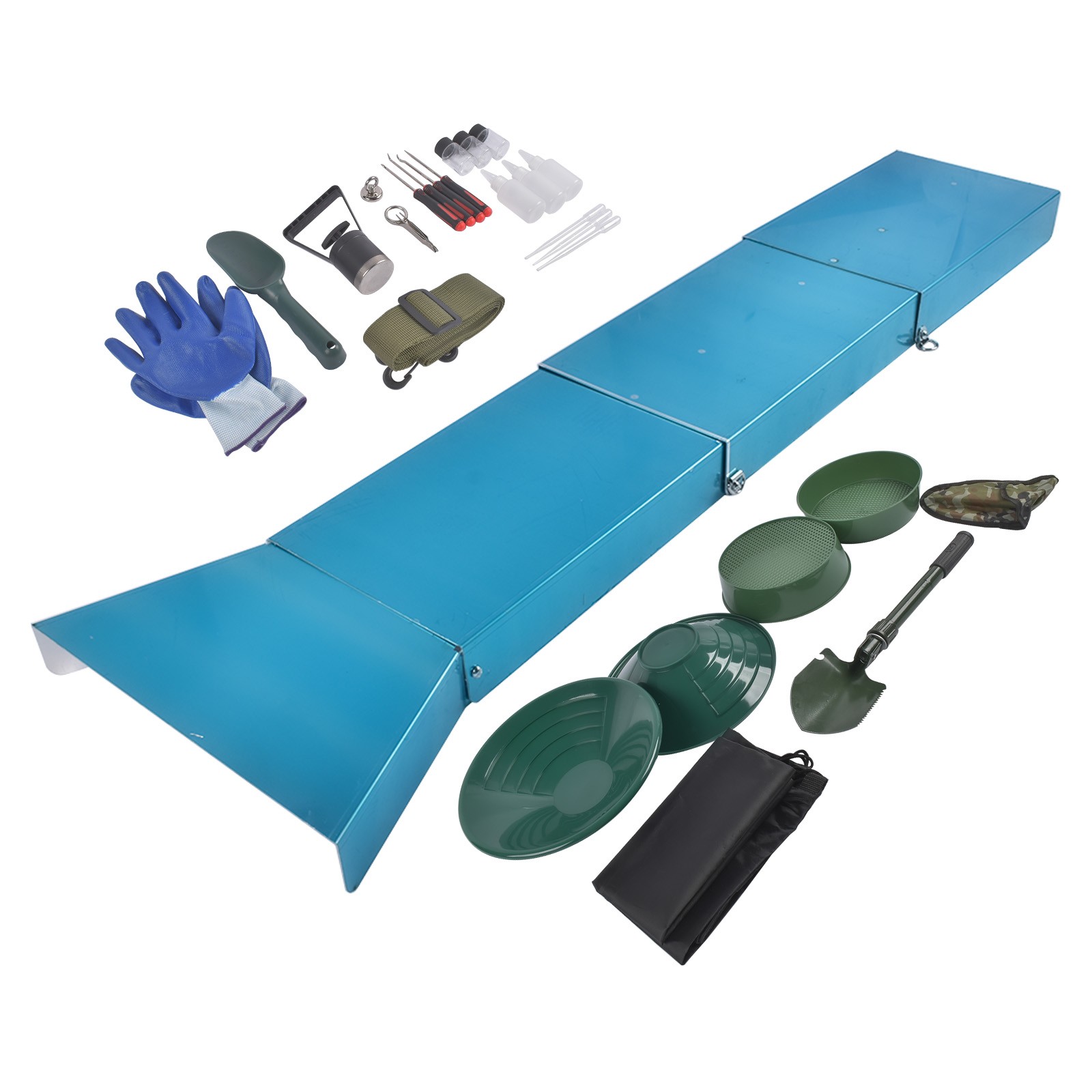 Hand Powered Gold Panning Kit With Sluice Box 50″ Silver Gold Panning Kit