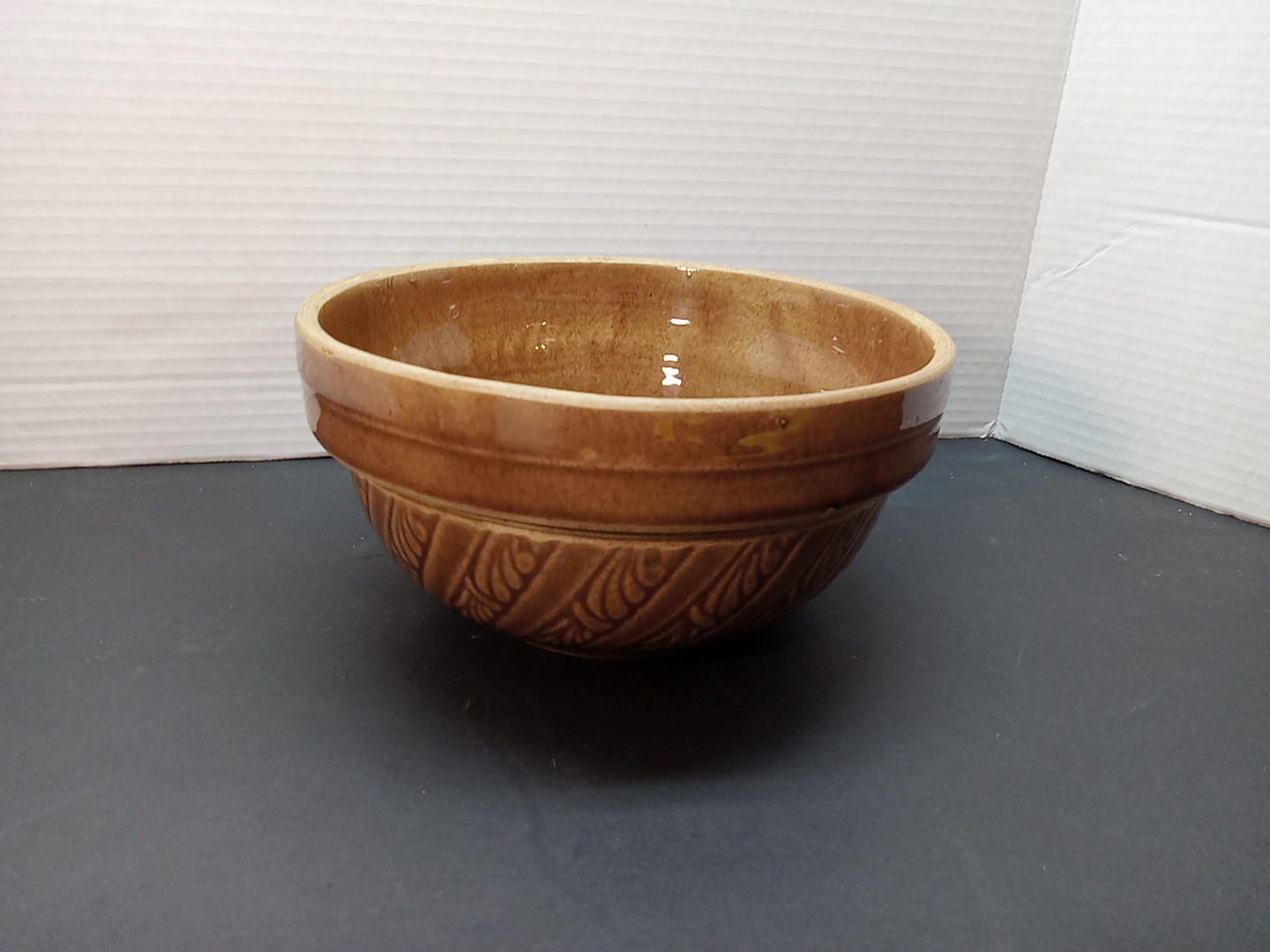 Vintage USA stoneware mixing bowl color brown 8” Rustic Farmhouse Cottage Core