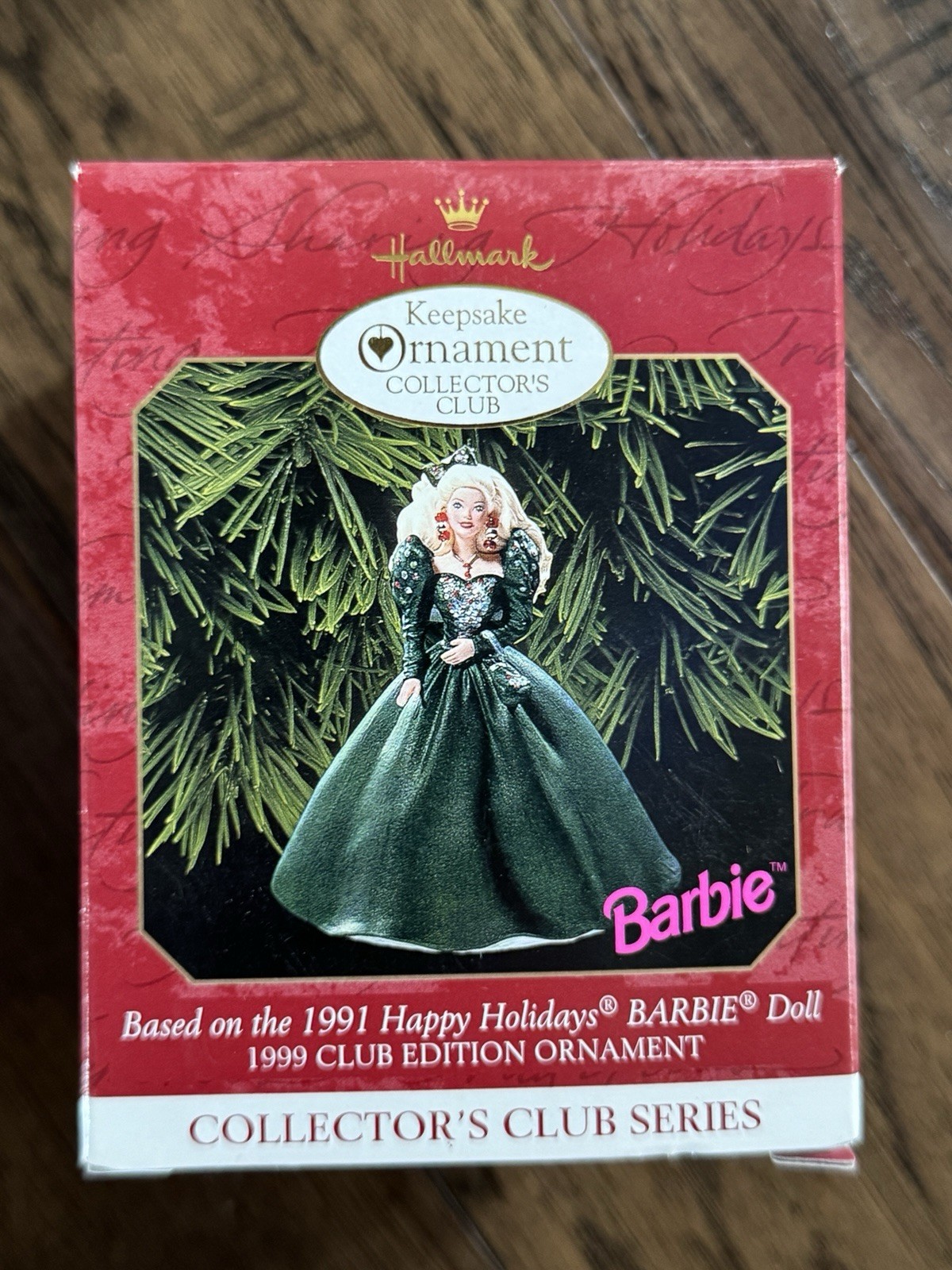 HALLMARK 1999 BARBIE BASED ON 1991 HAPPY HOLIDAYS BARBIE ORNAMENT