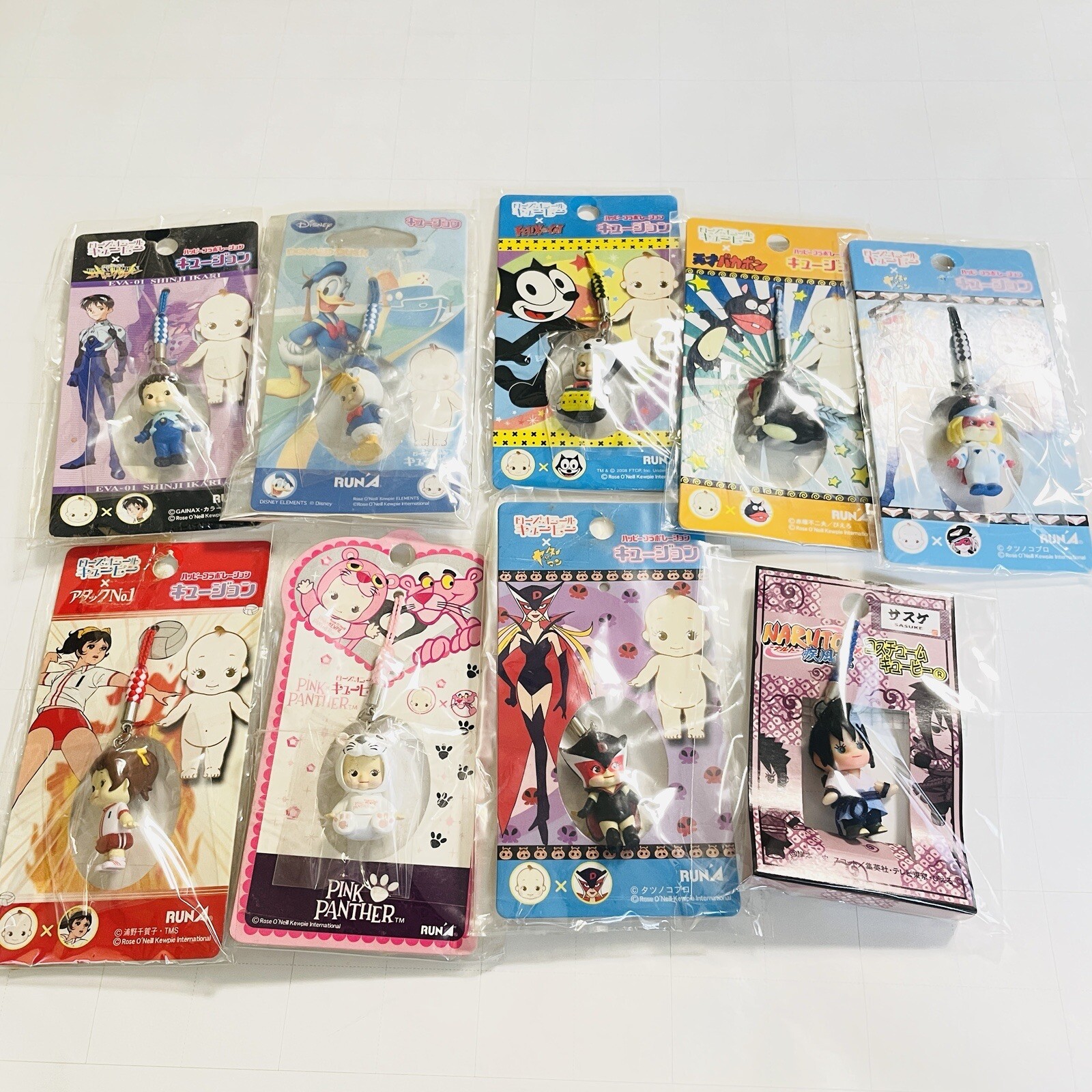 Kewpie QP Kewsion Japanese Anime Strap Evangelion Naruto Sasuke Disney donald