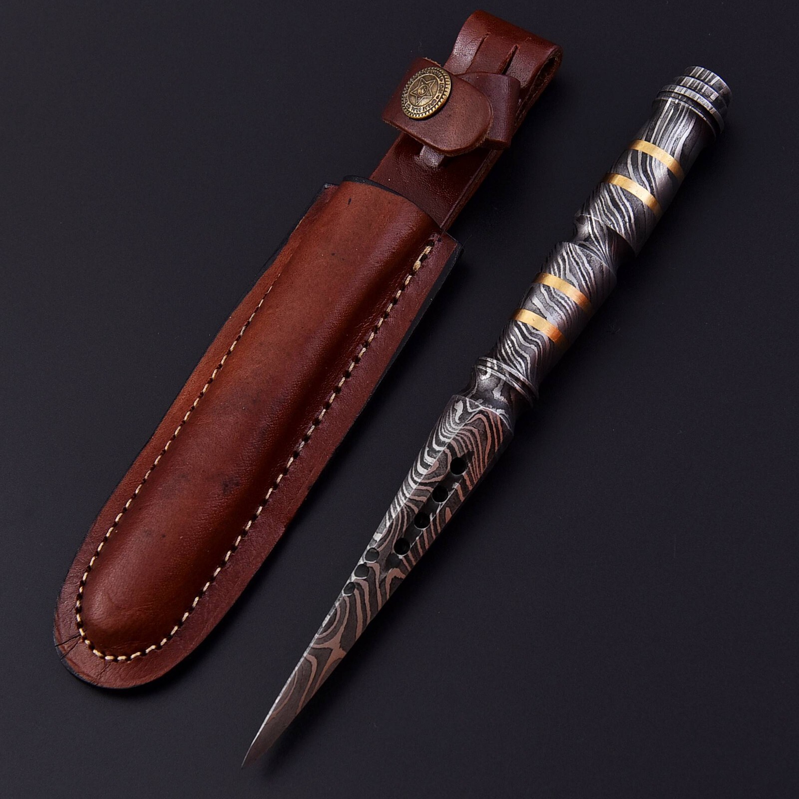 Handmade DAMASCUS STEEL Hunting Dagger Survival Boot KNIFE Full Tang Combat