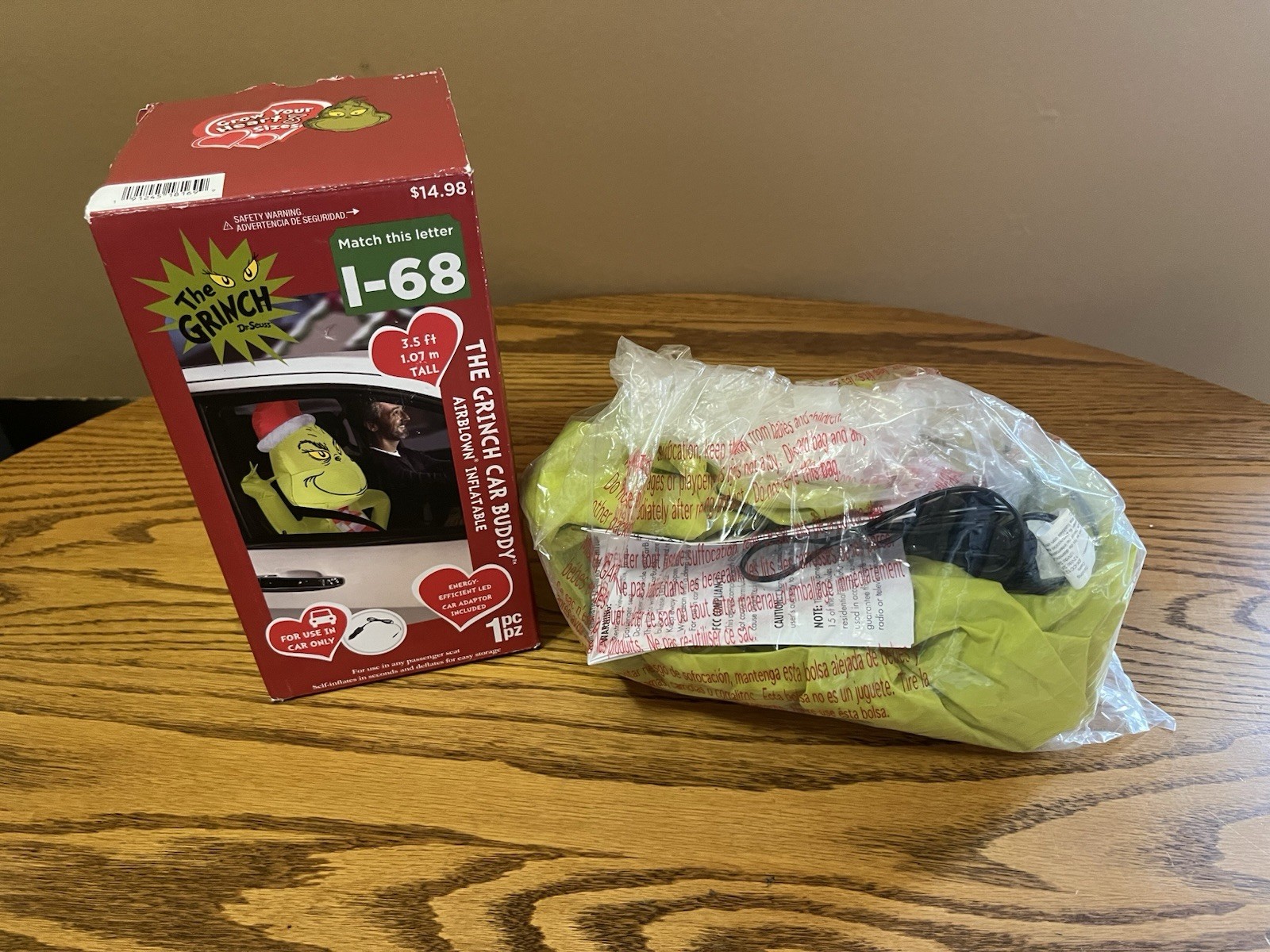 Dr. Seuss The Grinch Car Buddy Christmas LED Gemmy Airblown Inflatable 3.5 ft